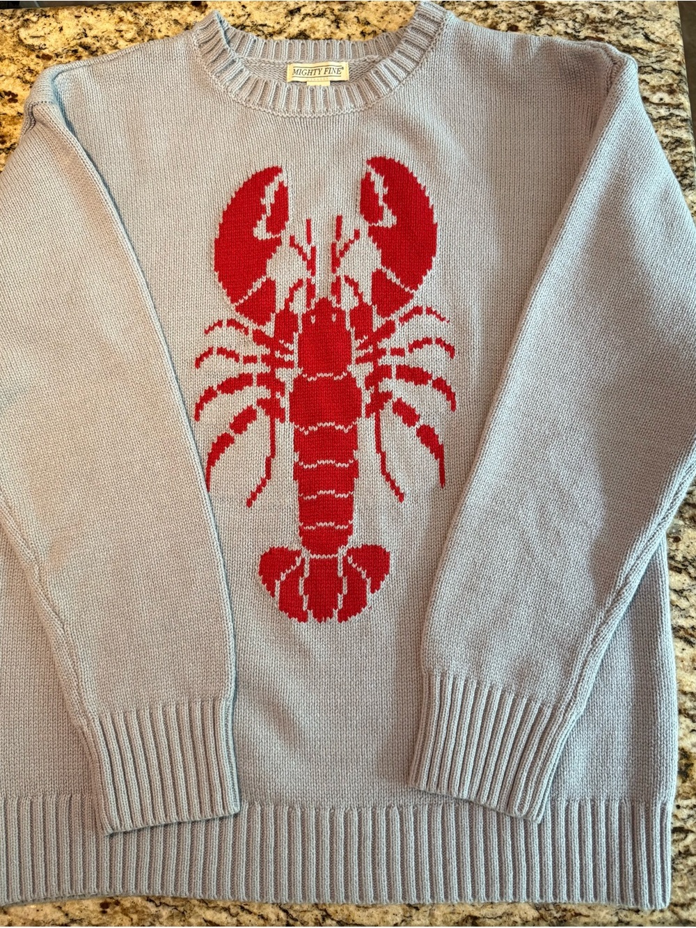 Mighty Fine Light Blue Crewneck Sweater with Red Lobster Graphic - Picture 5 of 7